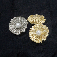 Kancing Logam Lapis Emas dan Perak Berkualitas Tinggi Grosir, Kancing Hias Mutiara Gaya Vintage untuk Gaun