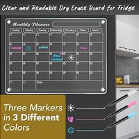 Calendrier magnétique en acrylique de qualité supérieure pour réfrigérateur, 4 pièces, tableau effaçable à sec, planificateur de réfrigérateur
