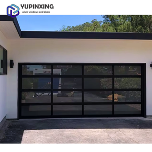 Porte de <span class=keywords><strong>garage</strong></span> moderne en aluminium avec porte piétonne, sections 9x7 USA, métal 12x12, roulement en aluminium, verre, <span class=keywords><strong>bois</strong></span> noir, rouleau 9x9, 8x7 - Product Image 2