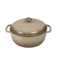 Cocotte en fonte émaillée marron dégradé 3QT, durable et antiadhésive, avec couvercle auto-irrigant