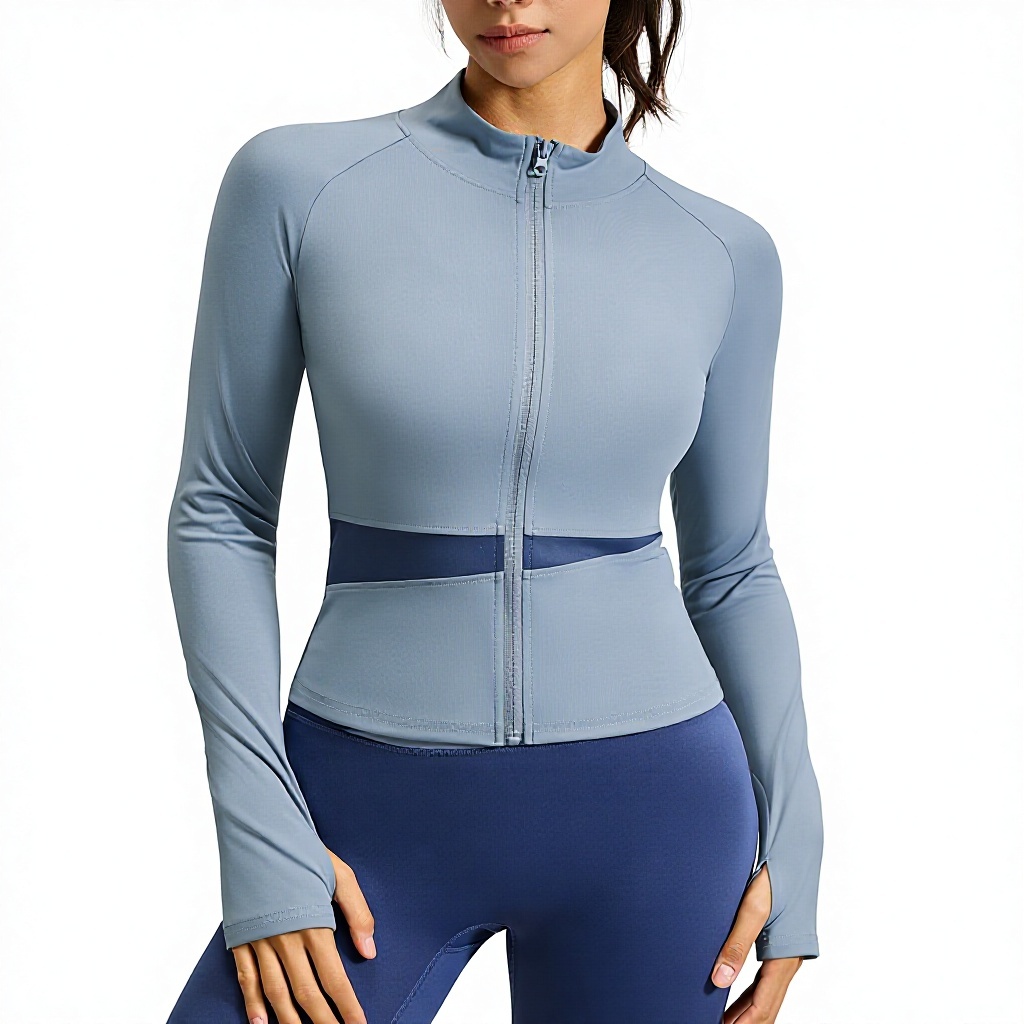 271 Breathable Zipper Slim Warm Long Sleeve Front Logo Top Female Collar Sports Tight Yoga Coat