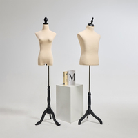 M133-A2-1-1 Torse de mannequin femme à épingler en mousse haute densité avec support trépied noir vintage pour présentation en boutique