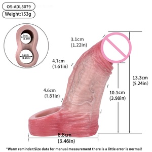 ORALSX Small Size Penis Extender 5 Inches Cock Sleeve Reusable Condom Hollow <b>Dildo</b> Silicone Cock Extender for Men Small Penis - Product Image 2