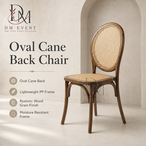 Chaise de mariage ovale vintage en PP imitation bois brun pour réceptions et banquets, vente en gros de sièges commerciaux - Product Image 1