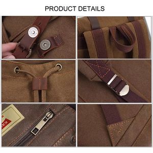 Sac à dos de loisirs scolaire antivol personnalisé, sac de randonnée pour homme, sac de voyage vintage en toile, sac à dos de marque en toile de voyage - Product Image 4