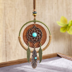 Boho Lange Kettingen Voor Vrouwen Vintage Legering Houten Kettingen Handgemaakte Dromenvanger Blad Hanger Ketting Trui Sieraden - Product Image 2