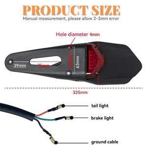 Soporte de matrícula para guardabarros trasero de motocicleta con lámpara de freno LED 12V para <span class=keywords><strong>Enduro</strong></span> Dirt Bike para Suzuki Kawasaki lámpara de freno - Product Image 3