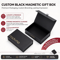 Boîte cadeau rigide magnétique noire de luxe avec fermeture magnétique pour l'emballage de produits de compléments alimentaires, de soins de la peau et de bien-être