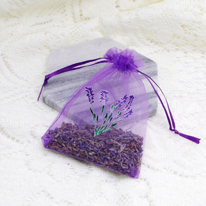 Sachets en <span class=keywords><strong>organza</strong></span> à cordon de serrage, motif fleur de lavande violette, 7x9, 9x12, 15x20, faible MOQ, sacs d'emballage cadeau avec ruban - Product Image 3