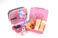 Boîte à lunch OUMEGO pour enfants, sans BPA, Tritan + silicone, résistante aux micro-ondes, anti-fuite, 3 compartiments, logo personnalisé, ensemble pour l'école