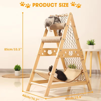 Arbre à chat en bois, grand modèle renforcé, design triangulaire, avec hamac pour chat et colonne à gratter en sisal, adapté aux chatons