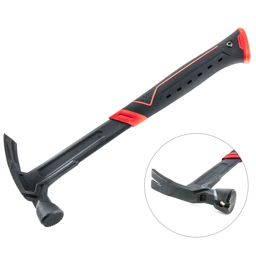Solid forged one piece magnetic nail head soft anti slip TPR grip rip claw hammer