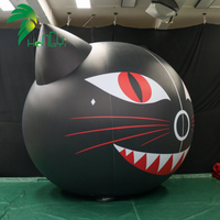 Ballon publicitaire gonflable personnalisé en forme de chat noir Hongyi 2026, en bâche PVC, avec logo LED