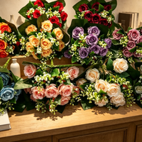 18 Köpfe Seiden-Kunstrosenstrauß im modernen Stil, handgefertigt für Hochzeiten, Valentinstag, Ostern, Tischdekoration, Bogenhintergrund