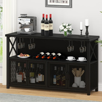 Exhibición de madera MDF de 4 puertas de lujo moderno personalizado, estante para Bar de vino, gabinete personalizado de lujo, mesa de gabinete de Bar con función de almacenamiento