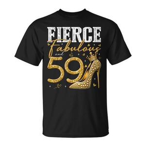 T-shirt Fierce Fabulous And 59 Year Old Heels, cadeau d'anniversaire pour femmes - Product Image 1