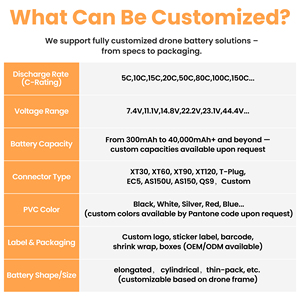 Bán buôn tùy chỉnh pin sạc, 6000/7000/8000/9000/9500/10000mAh <span class=keywords><strong>Lithium</strong></span> <span class=keywords><strong>Polymer</strong></span> 22.2V 6S 8S FPV Lipo Drone Pin - Product Image 5