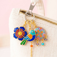 Porte-clés et breloques de sac fantaisie en métal, motifs animaux mignons (ours en peluche, lapin, chat, chien, cheval, poisson), ornés de perles et de strass scintillants