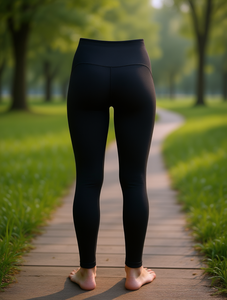 Leggings de yoga minimalistes taille haute élastique pleine longueur coupe ajustée couleur unie en Spandex et Polyester pour femme – Tenue de fitness - Product Image 2