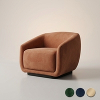 Fauteuil de luxe moderne en velours cognac, super confortable, fauteuil baril sans couture, fauteuil club incurvé pour hôtel et villa