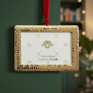 Metal <b>Christmas</b> Ornament Rectangle 3x2 in Handcrafted Metallic Finish Indoor Decor - Product Image 3
