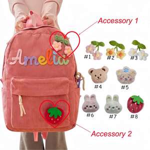Mochila de Pana Personalizada, Bolsa de Hombro Doble Personalizada con Nombre, Mochila Escolar con Nombre Tejido en Cuerda de Algodón - Product Image 6