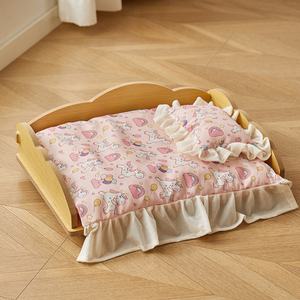 Indoor Luxury Cat & Dog <b>Princess</b> Style <b>Bed</b> Detachable Washable Warm Hammock Solid Wood Small Pet <b>Bed</b> - Product Image 3