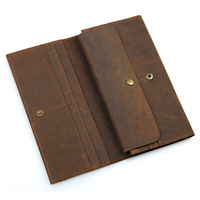 Dompet Kulit Asli Pria Gaya Retro Amerika, Dompet Kulit Crazy Horse, Grosir Pabrik, Tempat Paspor