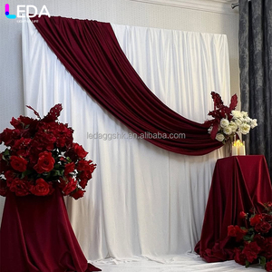 ฉากหลังงานอีเว้นท์คุณภาพสูง LEDA ผ้าม่านสีขาวแดงลายสี่เหลี่ยมผืนผ้า สำหรับงานแต่งงาน - Product Image 4