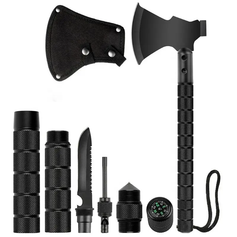 Johold Survival Hatchet & Camping Axe with Fixed Blade Knife Combo Set, Full Tang Tactical Axe for Outdoor Camping Survival