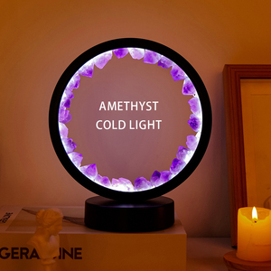 卸売天然アメジスト丸型クリスタルDIY LEDナイトライト雰囲気照明ベッドサイドランプ家の装飾用 - Product Image 4