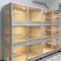 Cage à chat en bois massif à trois étages Kih Tejia, respirante, grande maison pour chat avec fermeture à bouton pour l'élevage et la production de chats