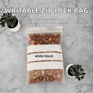 <b>Clear</b> Writable Gravure Printed PE Strip White Block Reclosable Zip Lock <b>Recyclable</b> Plastic <b>Bag</b> - Product Image 2