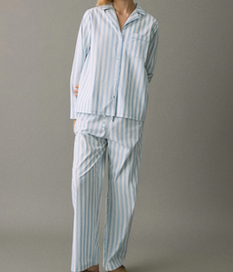 Conjunto <span class=keywords><strong>de</strong></span> Pijama a Rayas para Mujer, Top <span class=keywords><strong>de</strong></span> Manga Larga Suave, Pantalones con Cordón, Ropa <span class=keywords><strong>de</strong></span> Dormir <span class=keywords><strong>de</strong></span> Algodón para Mujer, Transpirable, para <span class=keywords><strong>Otoño</strong></span> y Primavera - Product Image 4
