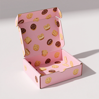 Boîte de chocolat biscuit d'expédition en papier écologique personnalisée emballage de macaron rose boîte postale cadeau recyclable pour lotion pour bonbons