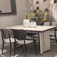 Table à manger en marbre de luxe - Table à manger rectangulaire de style moderne et luxueux pour la maison, l'hôtel, le restaurant, en pierre frittée