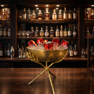 Présentoir de luxe en métal doré pour coupes à glace, refroidisseur de boissons, support décoratif pour bouteilles de champagne, bol de service pour fêtes - Product Image 2