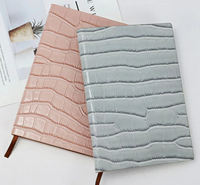 Carnet de notes à spirale en cuir PU effet crocodile, couverture rigide, ligné/carré, 80 feuilles imprimées, fermeture magnétique facile