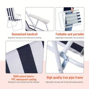 Chaise de plage pliable robuste en acier pour le camping, le pique-nique, la pêche, avec dossier inclinable - Product Image 4