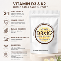 Vitamine D3 K2 MK7 Bioactive à Faible MOQ avec Huile de Coco Vierge Haute Puissance Prix de Gros