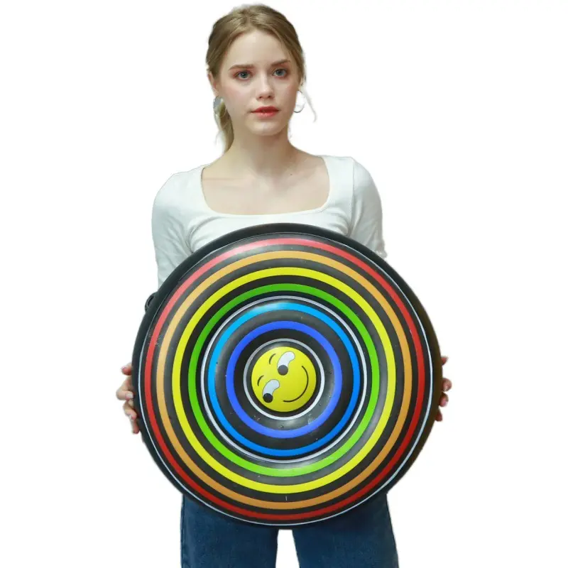 Versatile Inflatable Seat Cushion Round Shape Groovy Rainbow Colors Stress- Relieve Boxing Target Pad Bumping Toy 45*10 cm