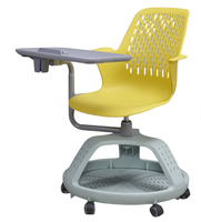 Chaise de classe mobile ergonomique avec tablette d'écriture, chaise de formation pour étudiants sur roulettes avec rangement pour université et école