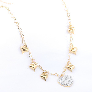 Collier avec pendentif en forme de cœur, ton or, incrustation de cristal de 18 mm, bijoux à porter au quotidien - Product Image 1