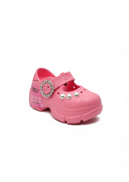 Platform Clogs With Pearls Mary Jane Style Summer Shoes Size 21 Soft Lightweight Plastic Upper EVA Midsole