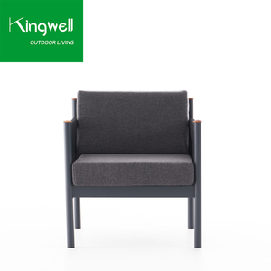 Ensemble de canapés de salon de jardin contemporain en aluminium pour l'extérieur, meubles de jardin en métal avec <span class=keywords><strong>bois</strong></span> plastique - Product Image 3