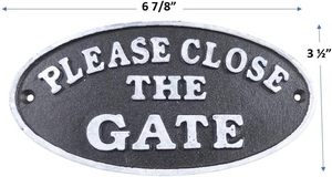 Cast Iron Oval Please Close the Gate Sign <strong>Plaque</strong> with Wall Mounting <strong>for</strong> <strong>Garden</strong> Decor - Product Image 2
