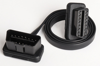 60cm coche OBD2 16 pines 8-Core macho a hembra Cable de extensión OBD codo Cable plano