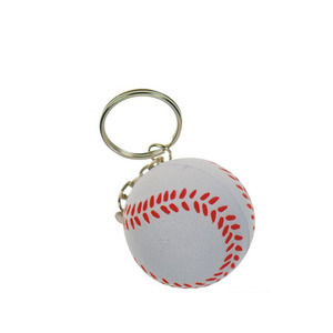 Promotional Custom logo Print Anti Stress Relief PU Foam Stress Baseball Keychain