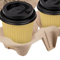 Plateau jetable biodégradable en fibre de papier pour gobelets à café à emporter, personnalisable OEM/ODM avec logo