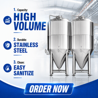 Cuve de Fermentation de Bière 200L en Acier Inoxydable 10BBl, Contrôlée par PLC, Motorisée, avec Isolation